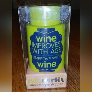 EVER CORK VACUUM WINE STOPPER 'wine IMPROVES WITH AGE IMPROVE WITH wine' NIB
